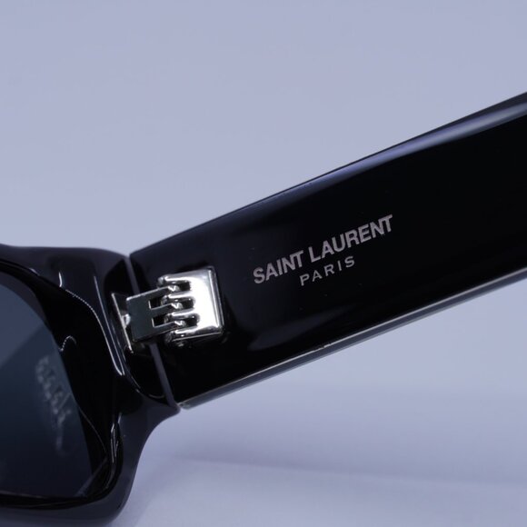 Saint Laurent SL660/F 001 Sunglasses Black Rectangle Frame, Black Lenses - Picture 10 of 12